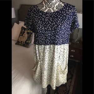 ANTHROPOLOGY COLOR BLOCK POLKA DOT MAZIE TUNIC